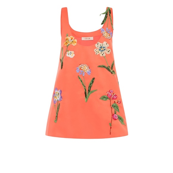 LEO LIN Tops - LEO LIN "Helaine" Embroidered Top - Wild Flower in Coral (NWT)